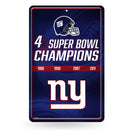 New York Giants Large Metal Sign (11 X 17) - 4 Time Super Bowl Champs