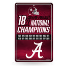 Alabama University 18 Time College Football Champs Large Metal Wall Sign