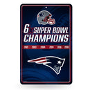 New England Patriots Large Metal Sign (11 X 17) - 6 Time Super Bowl Champs