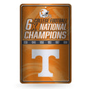 Tennessee University 6 Time College Football Champs Large Metal Wall Sign