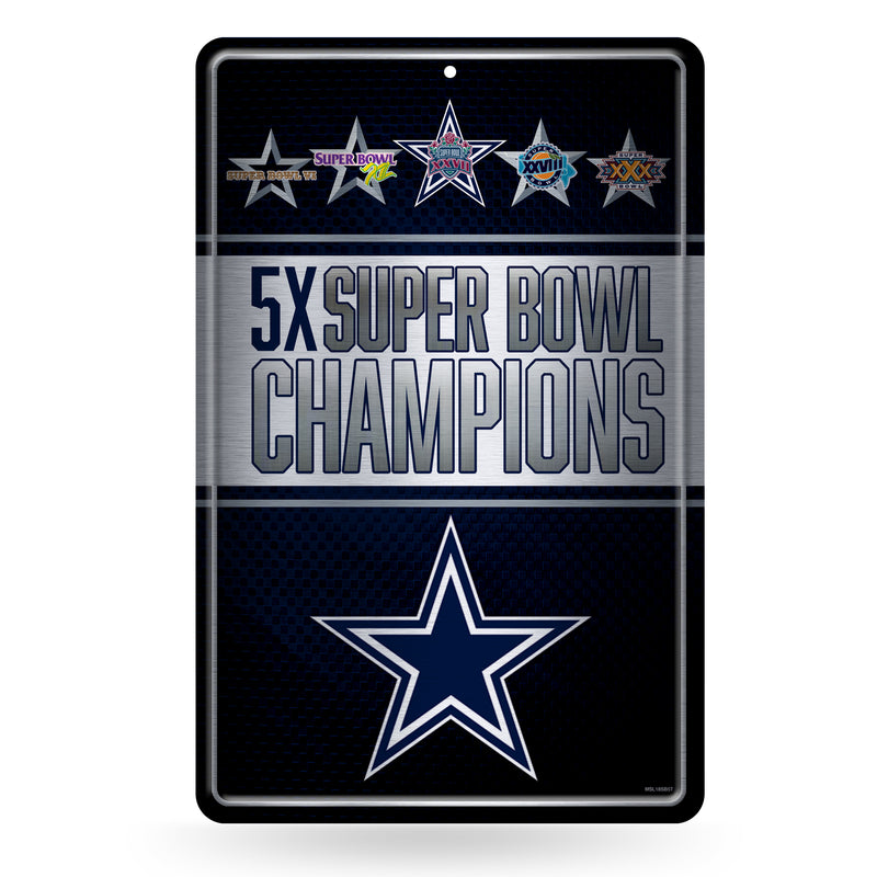 Dallas Cowboys Large Metal Sign (11 X 17) - 5 Time Super Bowl Champs