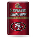 49ers 5 Time Super Bowl Champs Large Metal Wall Sign