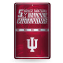 Indiana Hoosiers Large Metal Sign (11 X 17) - 5 Time College Basketball Champs