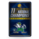 Notre Dame 11 Time College Football Champs Large Metal Wall Sign