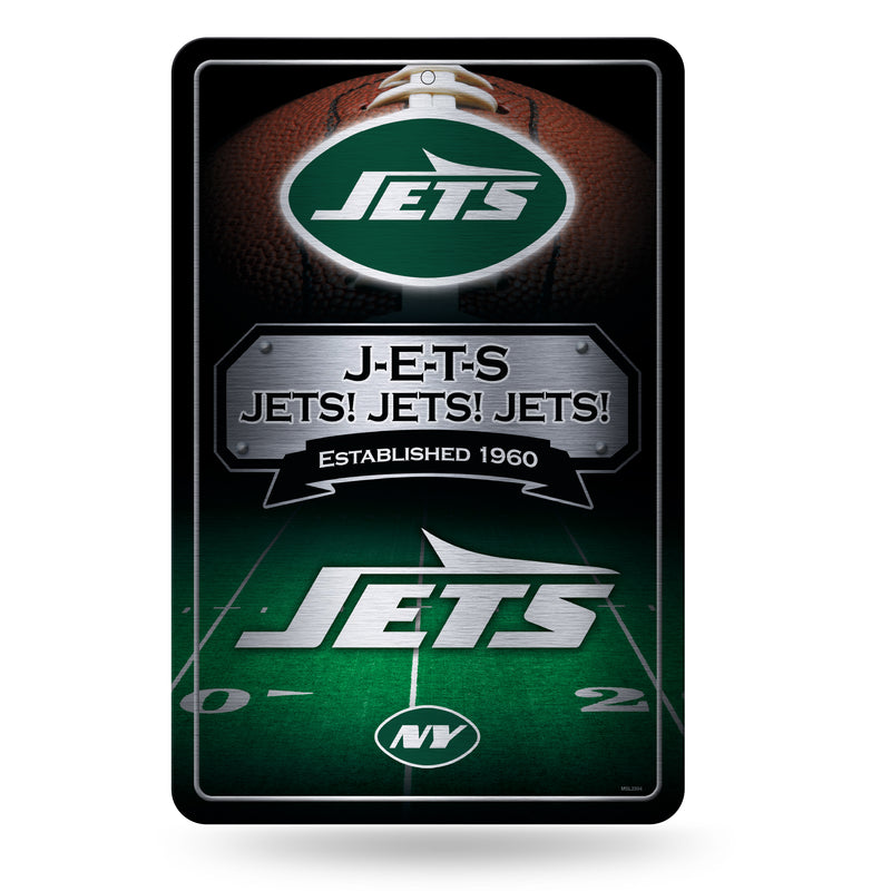 New York Jets Large Embossed Metal Sign (11" X 17")