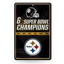 Pittsburgh Steelers Large Metal Sign (11 X 17) - 6 Time Super Bowl Champs