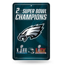 Philadelphia Eagles 2 Time Super Bowl Champions Metal Sign