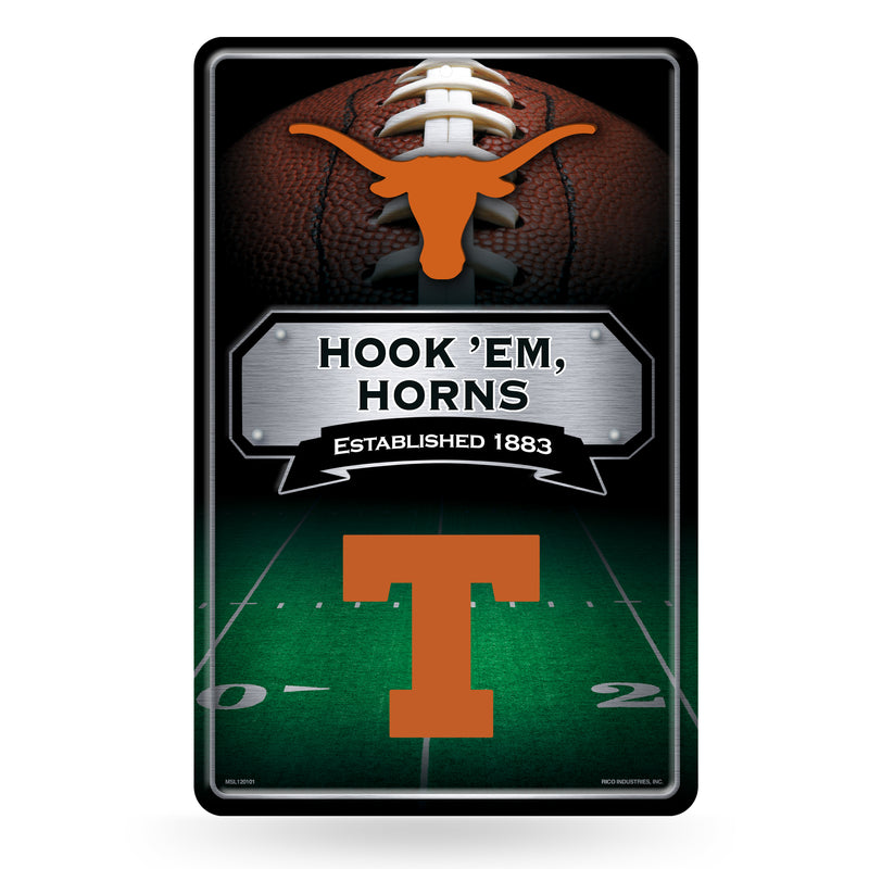 Texas University 11X17 Large Embossed Metal Wall Sign