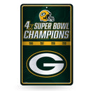 Packers 4 Time Super Bowl Champs Large Metal Wall Sign