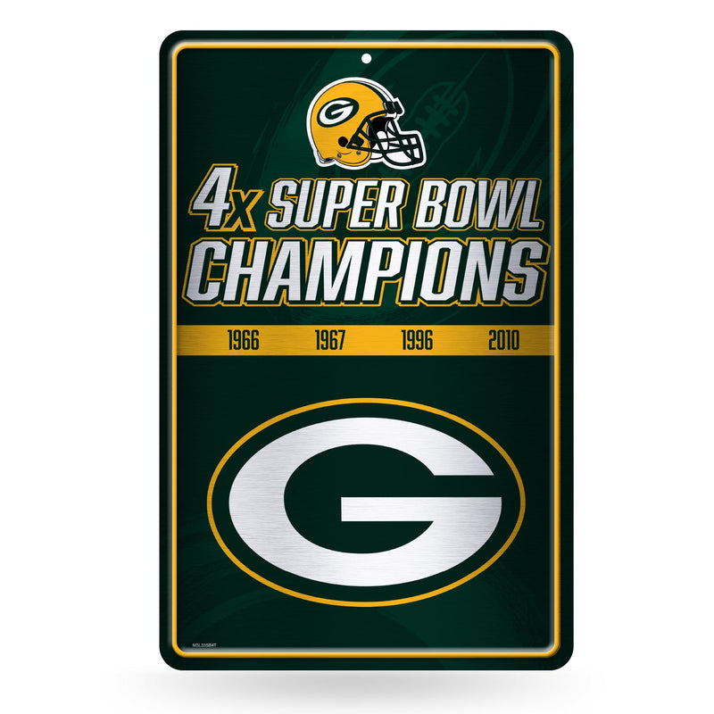 Packers 4 Time Super Bowl Champs Large Metal Wall Sign