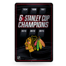 Blackhawks 6 Time Stanley Cup Champs Large Metal Sign