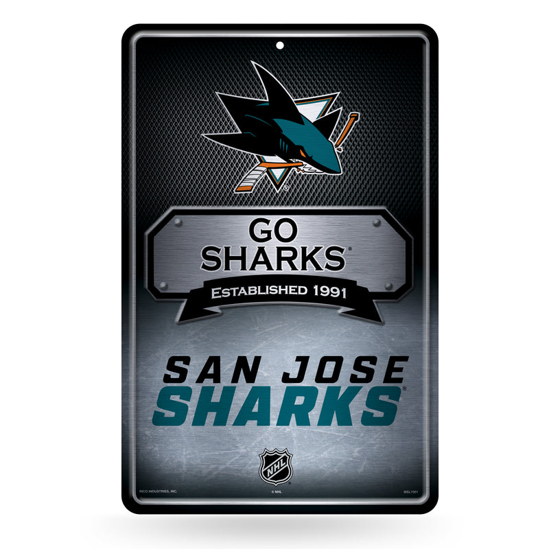 NHL San Jose Sharks 11" x 17" Large Metal Home Décor Sign By Rico Industries
