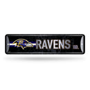 NFL Baltimore Ravens Metal Street Sign 4" x 15" Home Décor - Bedroom - Office - Man Cave By Rico Industries