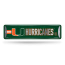 NCAA Miami Hurricanes Metal Street Sign 4" x 15" Home Décor - Bedroom - Office - Man Cave By Rico Industries