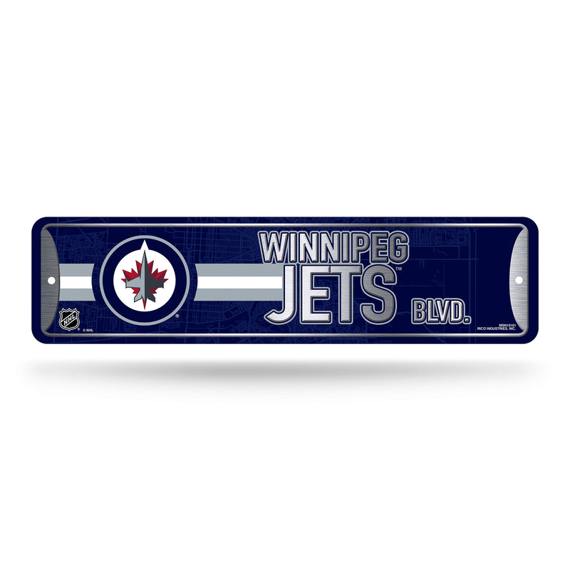 NHL Winnipeg Jets Metal Street Sign 4" x 15" Home Décor - Bedroom - Office - Man Cave By Rico Industries