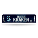 NHL Seattle Kraken Metal Street Sign 4" x 15" Home Décor - Bedroom - Office - Man Cave By Rico Industries