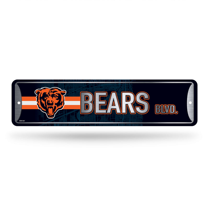 NFL Chicago Bears Metal Street Sign 4" x 15" Home Décor - Bedroom - Office - Man Cave By Rico Industries