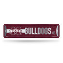 NCAA Mississippi State Bulldogs Metal Street Sign 4" x 15" Home Décor - Bedroom - Office - Man Cave By Rico Industries