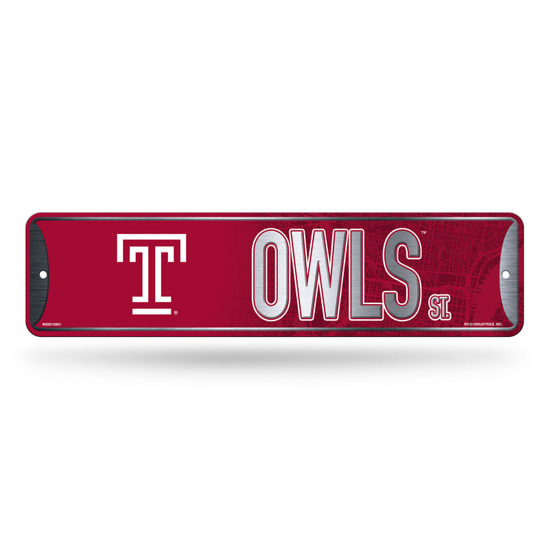Temple Owls Metal Street Sign (4x15")