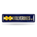NCAA Michigan Wolverines Metal Street Sign 4" x 15" Home Décor - Bedroom - Office - Man Cave By Rico Industries