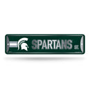 NCAA Michigan State Spartans Metal Street Sign 4" x 15" Home Décor - Bedroom - Office - Man Cave By Rico Industries
