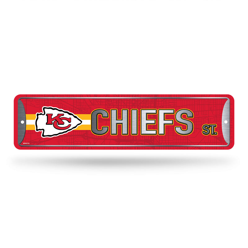 NFL Kansas City Chiefs Metal Street Sign 4" x 15" Home Décor - Bedroom - Office - Man Cave By Rico Industries
