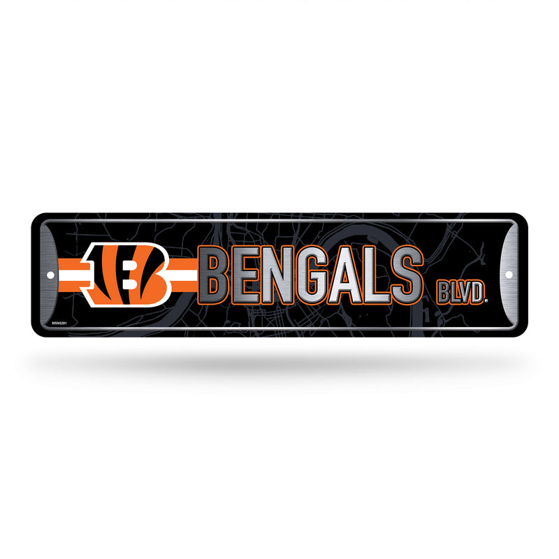 NFL Cincinnati Bengals Metal Street Sign 4" x 15" Home Décor - Bedroom - Office - Man Cave By Rico Industries