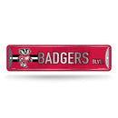 NCAA Wisconsin Badgers Metal Street Sign 4" x 15" Home Décor - Bedroom - Office - Man Cave By Rico Industries