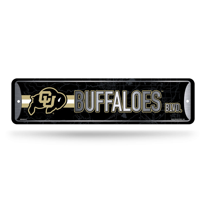NCAA Colorado Buffaloes Metal Street Sign 4" x 15" Home Décor - Bedroom - Office - Man Cave By Rico Industries