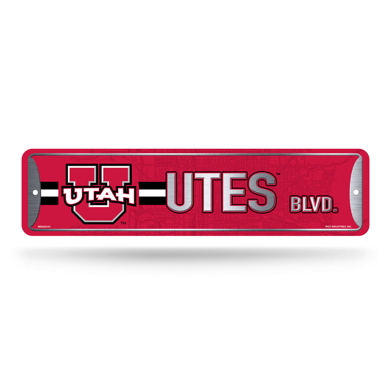 NCAA Utah Utes Metal Street Sign 4" x 15" Home Décor - Bedroom - Office - Man Cave By Rico Industries