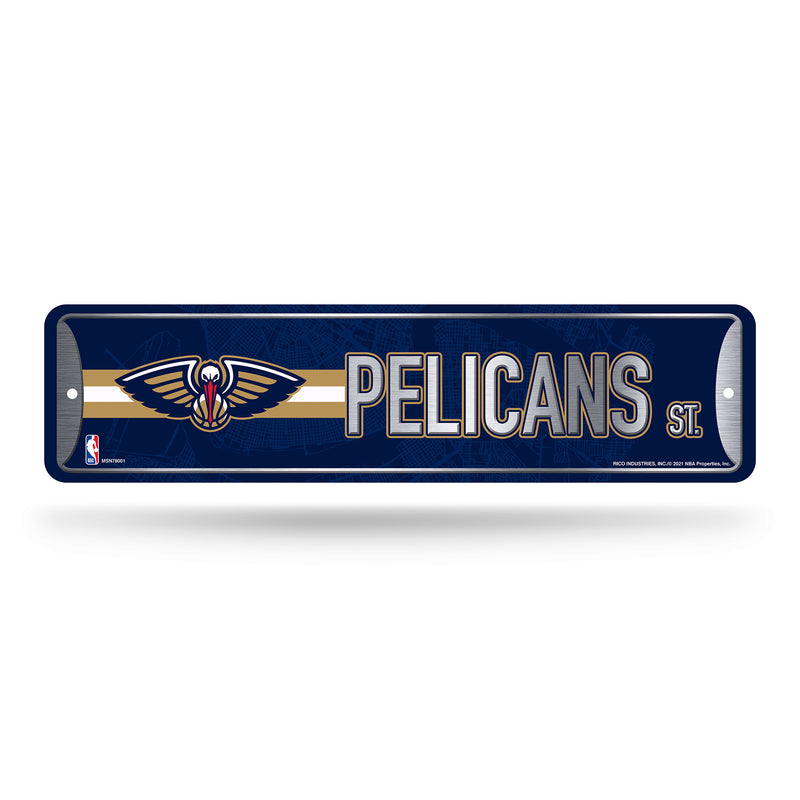 NBA New Orleans Pelicans Metal Street Sign 4" x 15" Home Décor - Bedroom - Office - Man Cave By Rico Industries