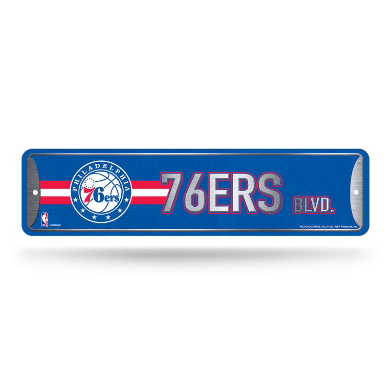NBA Philadelphia 76ers Metal Street Sign 4" x 15" Home Décor - Bedroom - Office - Man Cave By Rico Industries