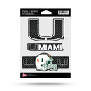 Miami Hurricanes Carbon Fiber Design Triple Spirit Stickers
