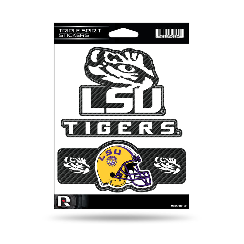 Lsu Louisiana State University - Carbon Fiber Design - Triple Spirit Stickers