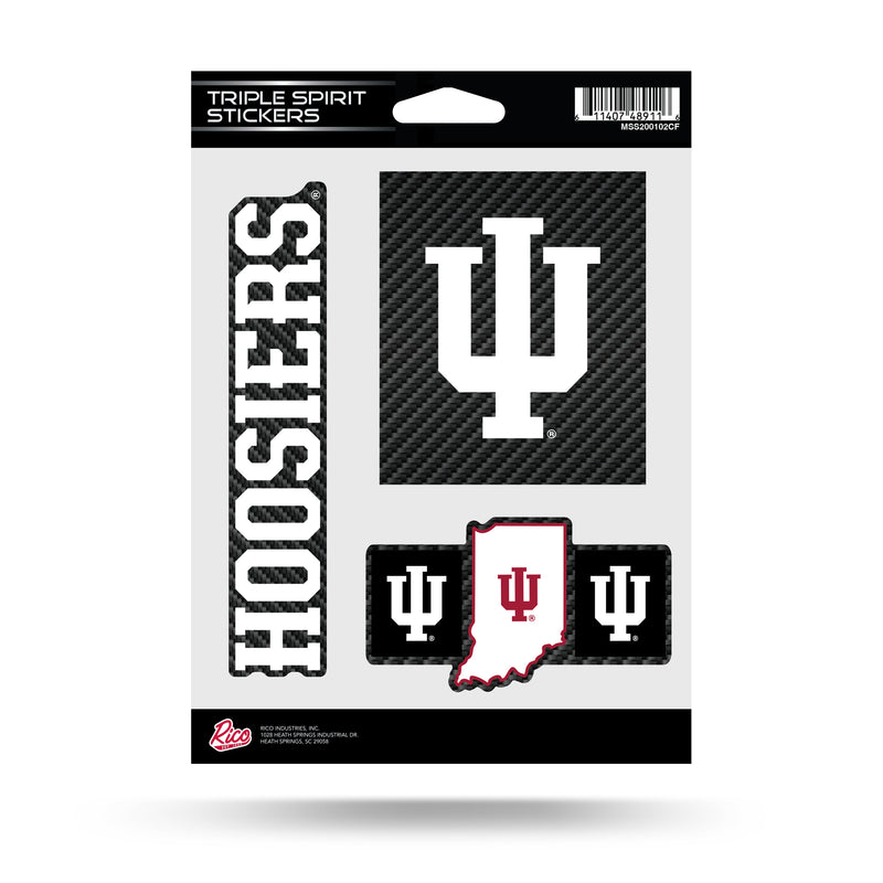 Indiana University Carbon Fiber Design Triple Spirit Stickers