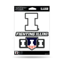 Illinois University - Carbon Fiber Design - Triple Spirit Stickers