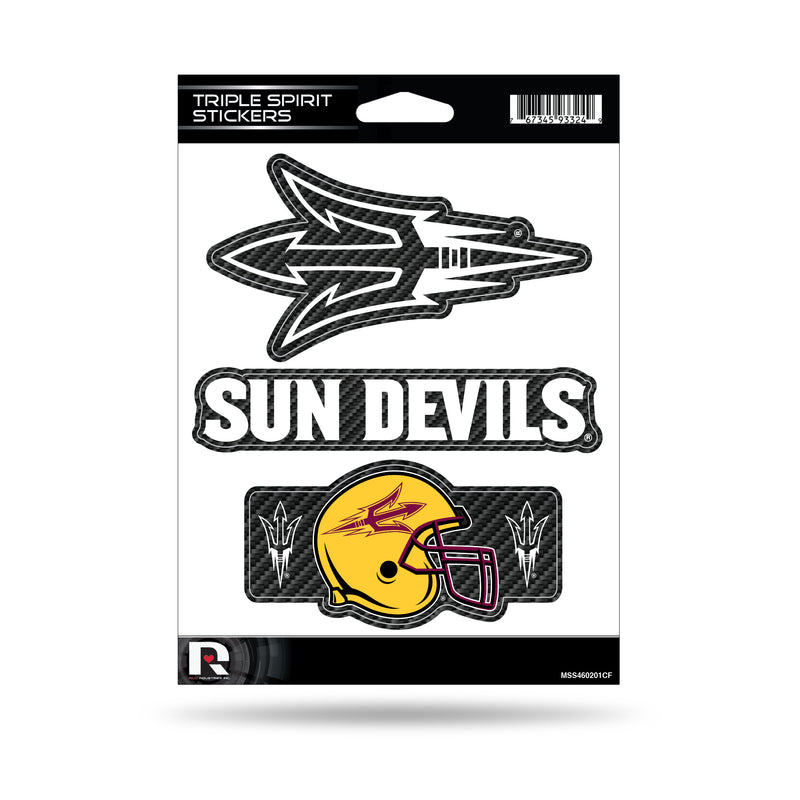 Arizona State - Carbon Fiber Design - Triple Spirit Stickers