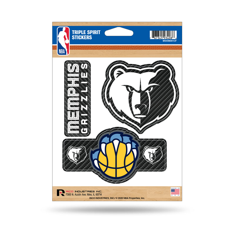 Grizzlies - Carbon Fiber Design - Triple Spirit Stickers
