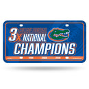 Florida University 3 Time College Football Champs Metal Auto Tag