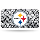 Steelers Metal Auto Tag W/ Diamond Plate Background