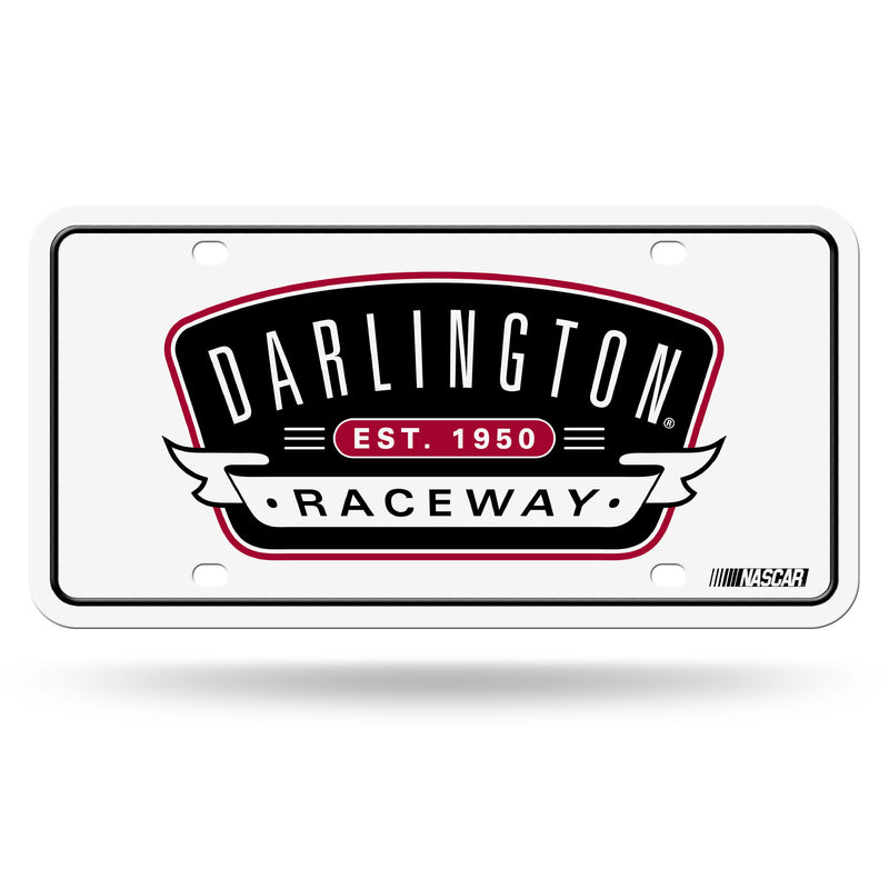 Darlington Raceway Full Color Primary Logo on White Metal Auto Tag