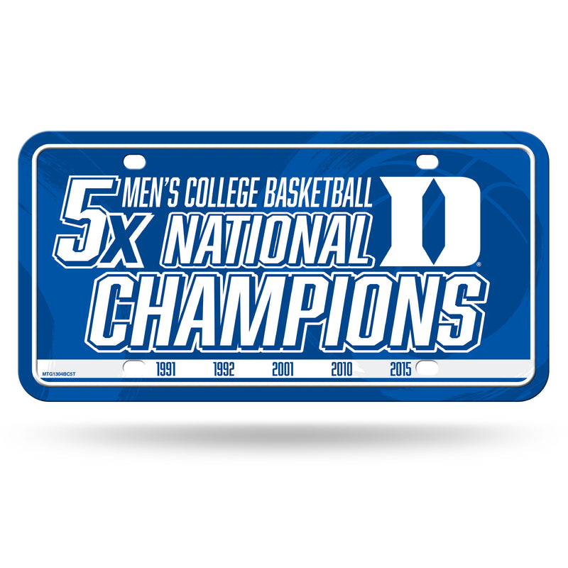 Duke Blue Devils 5 Time College Basketball Champs Metal Auto Tag