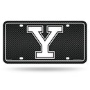 Yale Bulldogs Carbon Fiber Design Metal Auto Tag