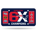 Patriots 6 Time Super Bowl Champions Metal Tag