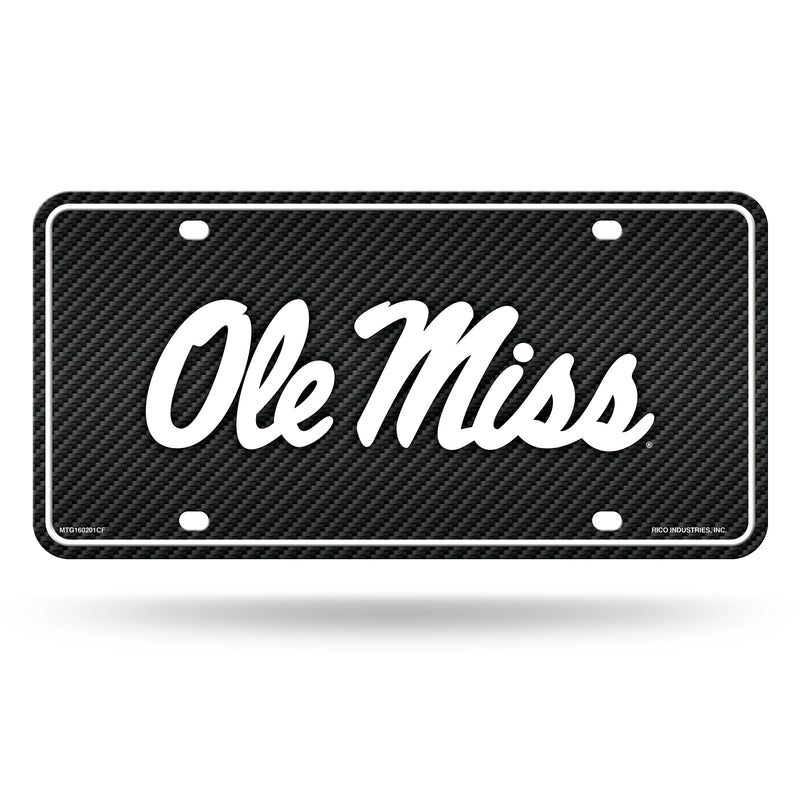 Mississippi University - Carbon Fiber Design - Metal Auto Tag