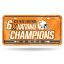 Tennessee University 6 Time College Football Champs Metal Auto Tag