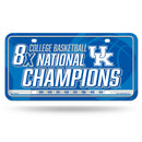 Kentucky University 8 Time College Basketball Champs Metal Auto Tag