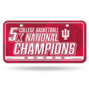 Indiana University 5 Time College Basketball Champs Metal Auto Tag