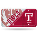 Temple Owls Split Design Metal Auto Tag