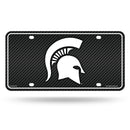 Michigan State - Carbon Fiber Design - Metal Auto Tag